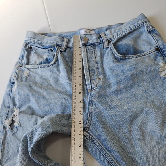 Nuuds Jeans Womens 29 Light Wash Curvy Straight Distressed Raw Hem High Rise - Picture 9 of 12